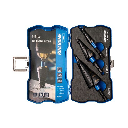 3 Piece Spiral Step Drill Set