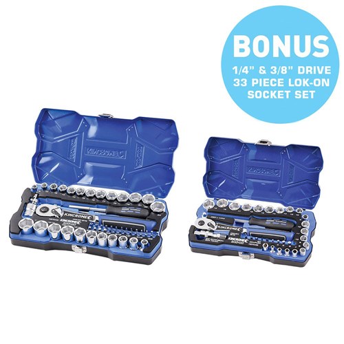 LOK-ON Socket Set 55 Piece 1/2" Drive - Metric & Imperial with Bonus 33 Piece socket set 
