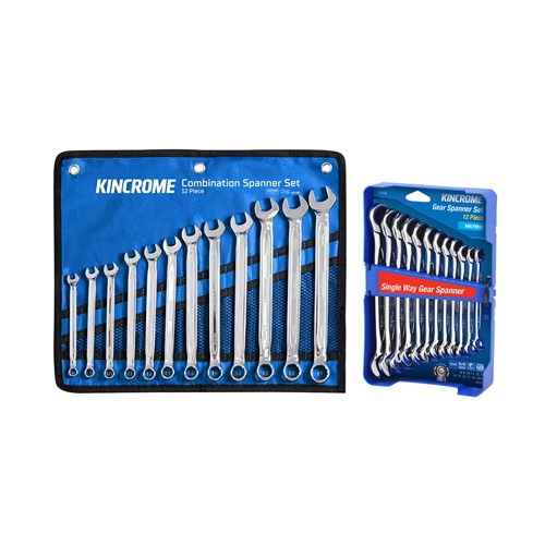 Combination & Gear Spanner Set Bundle - 24 Piece
