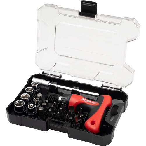 Ratcheting T-Handle & Bit Set 24 Piece